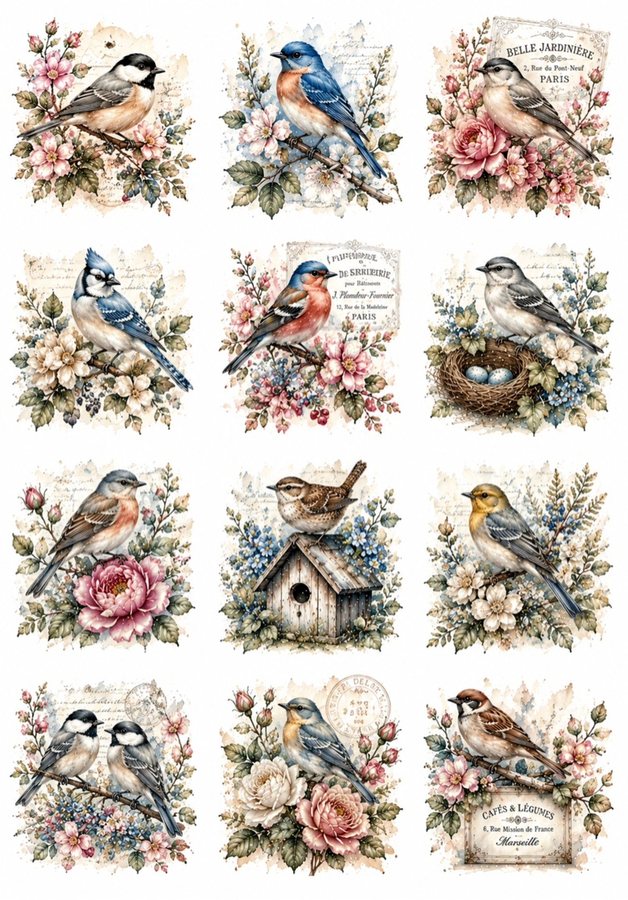 Animals and birds decoupage rice paper designs