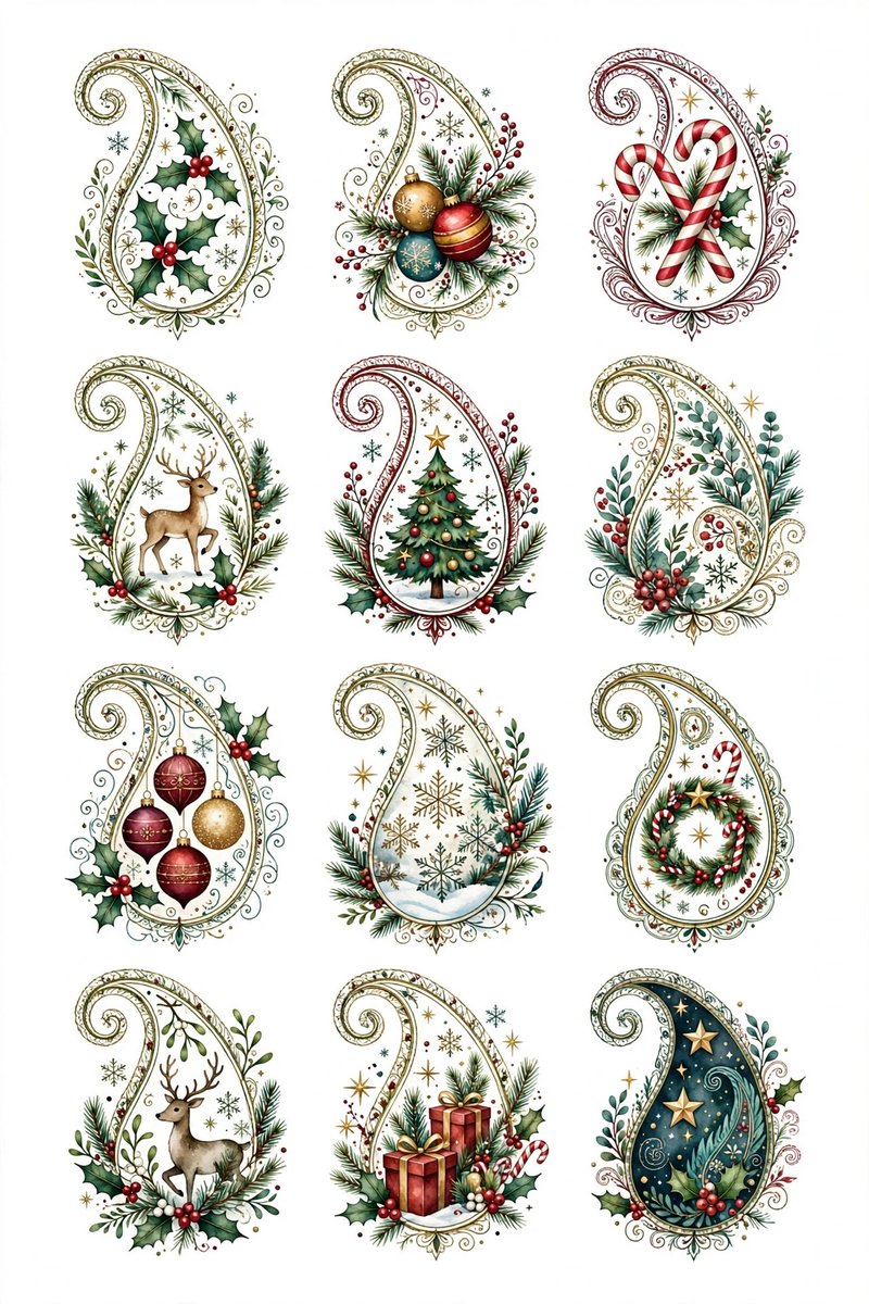 Christmas Paisley — 12 elegant paisley Christmas designs