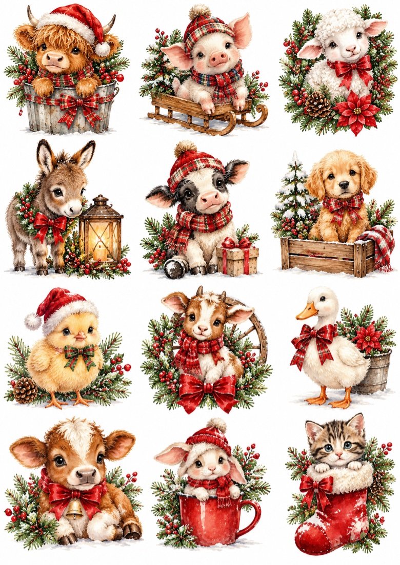 Christmas Farm Babies — 12 adorable baby farm animals in Christmas settings
