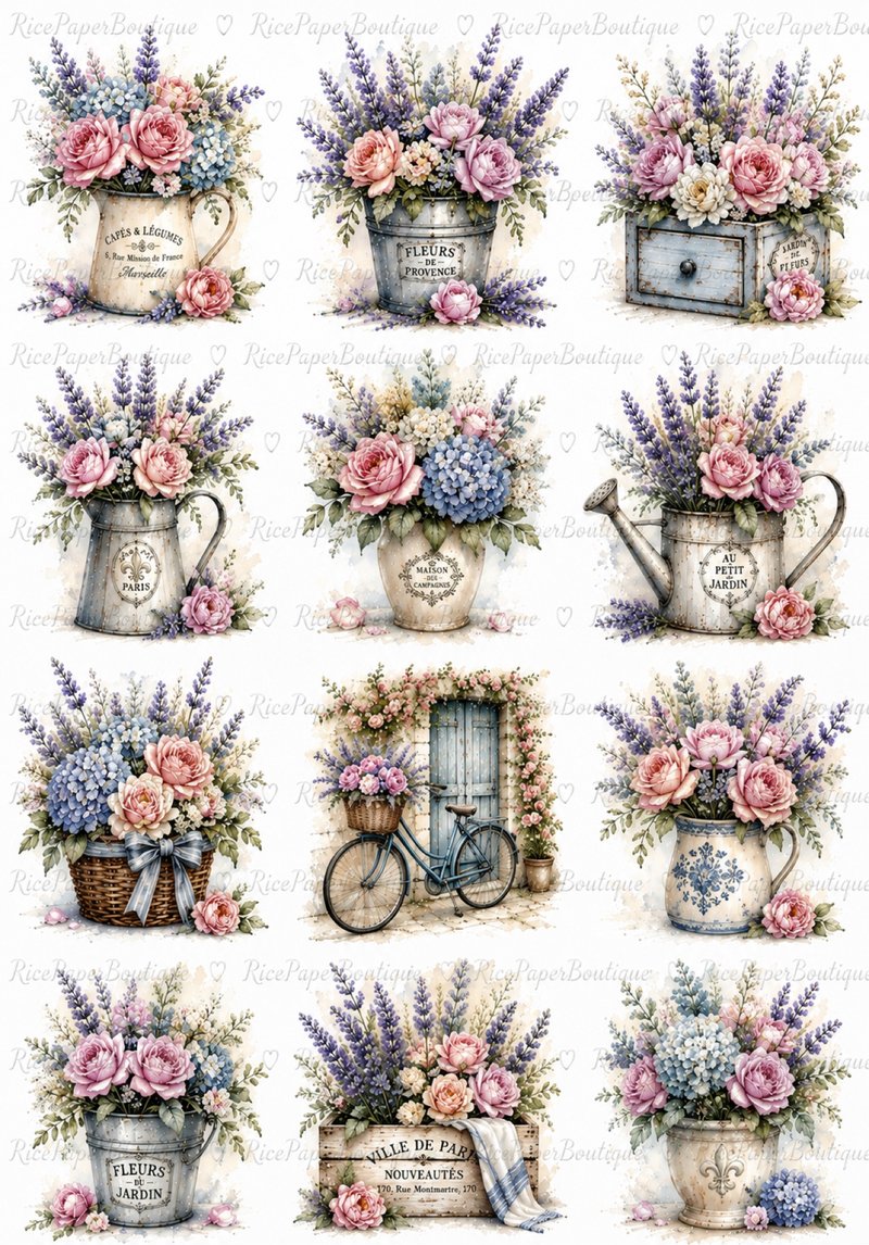 French Florals — 12 beautiful French floral grid designs