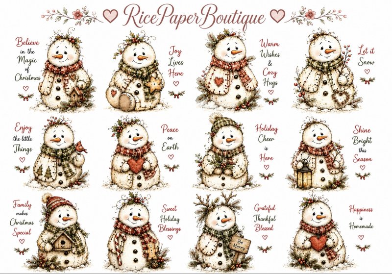 Snowmen Sayings — 12 charming snowmen with heartfelt Christmas sayings