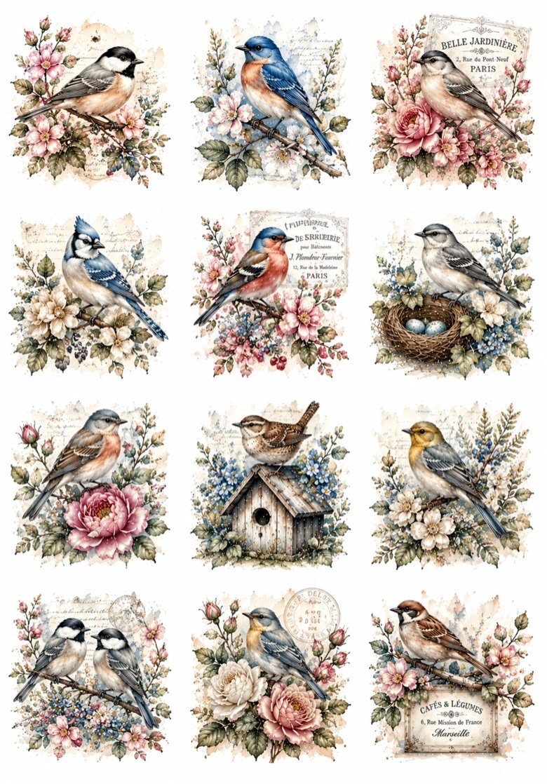 Songbirds — 12 beautiful songbird watercolor designs