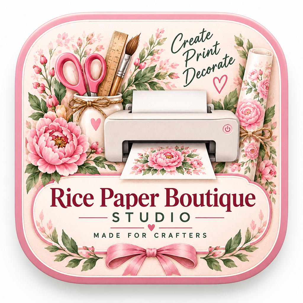 Rice Paper Boutique Studio printer with watercolor peonies
