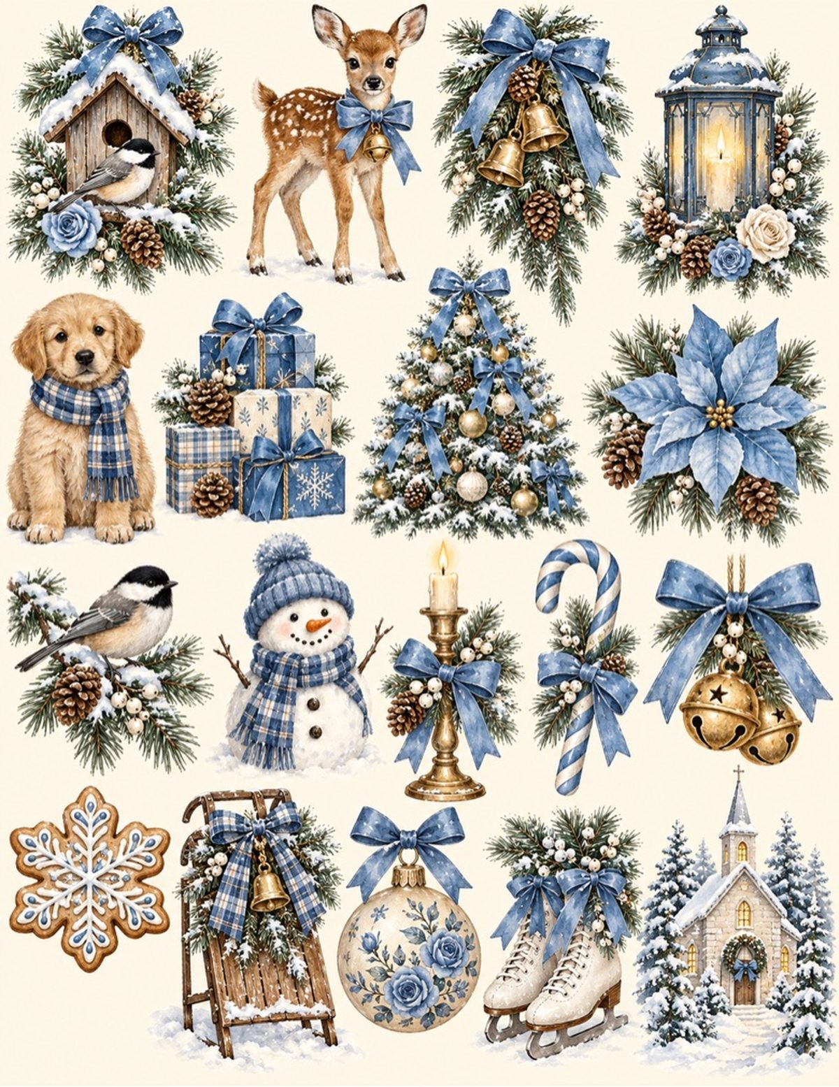 Winter Woodland Collage decoupage rice paper design