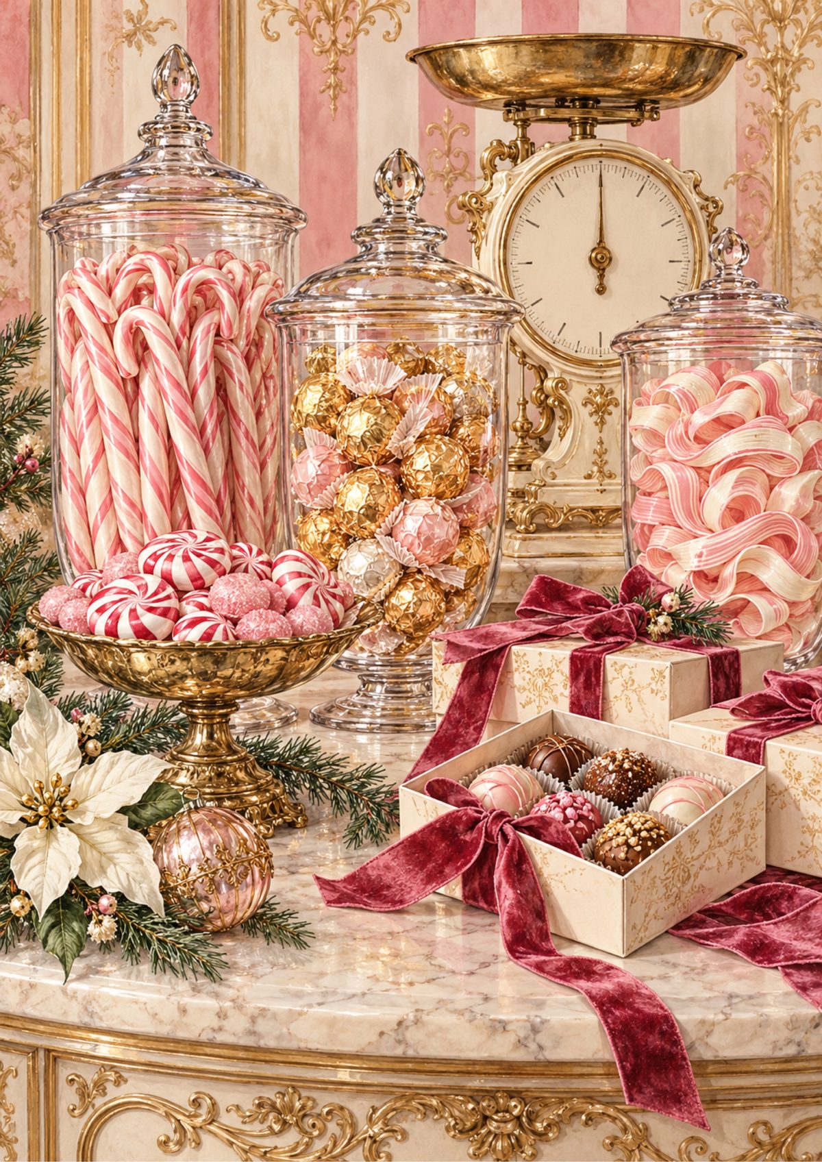 Candy shop jars decoupage rice paper design