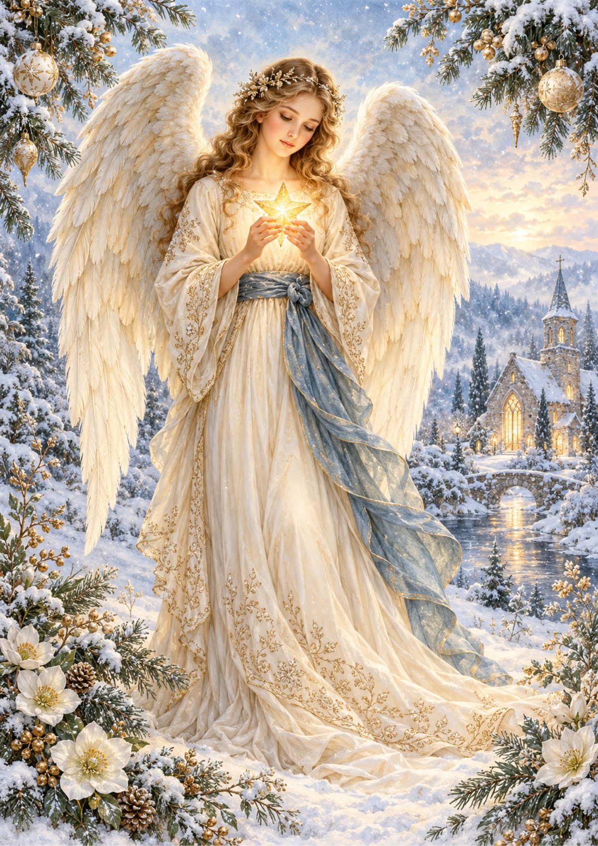 Angel and Star decoupage rice paper design