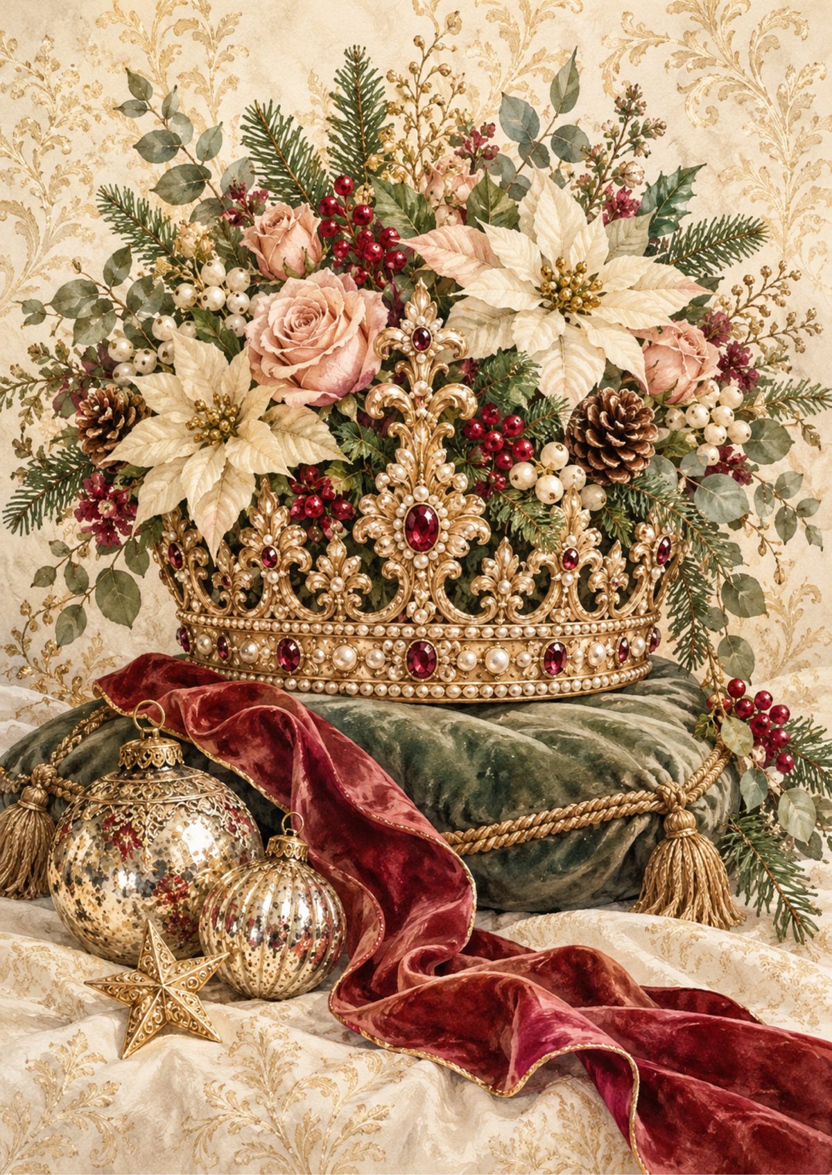 Christmas crown decoupage rice paper design