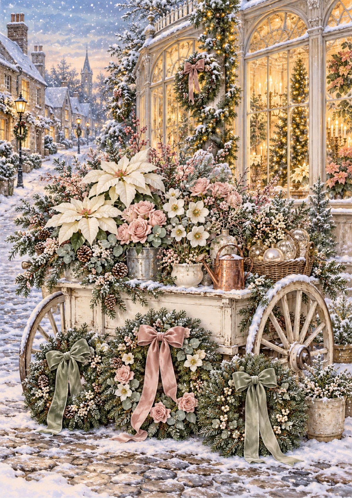 Flower cart conservatory decoupage rice paper design