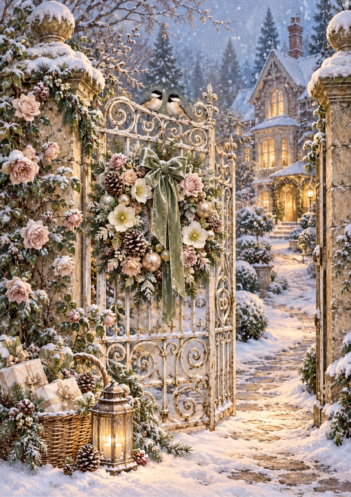 Winter Garden decoupage rice paper design