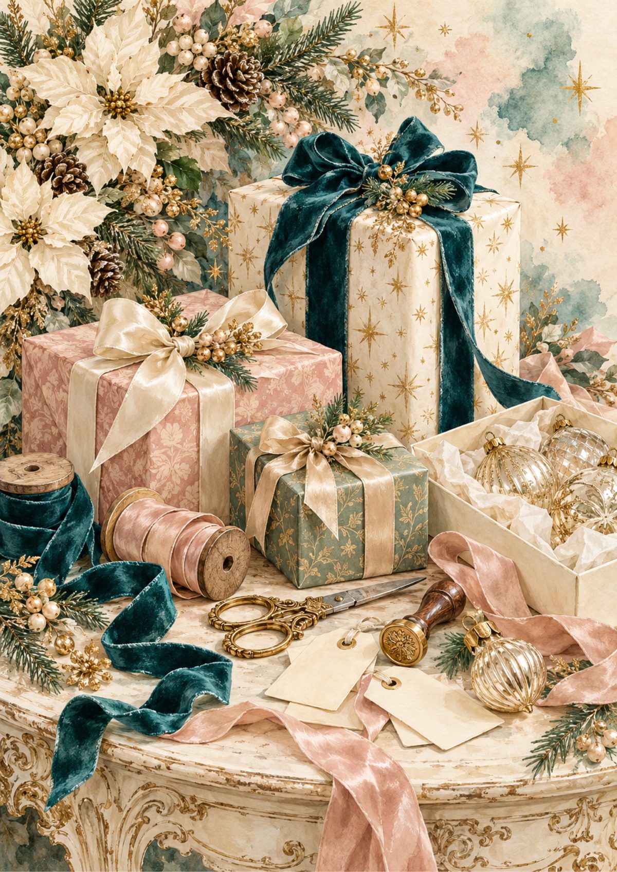 Christmas Wrapping decoupage rice paper design