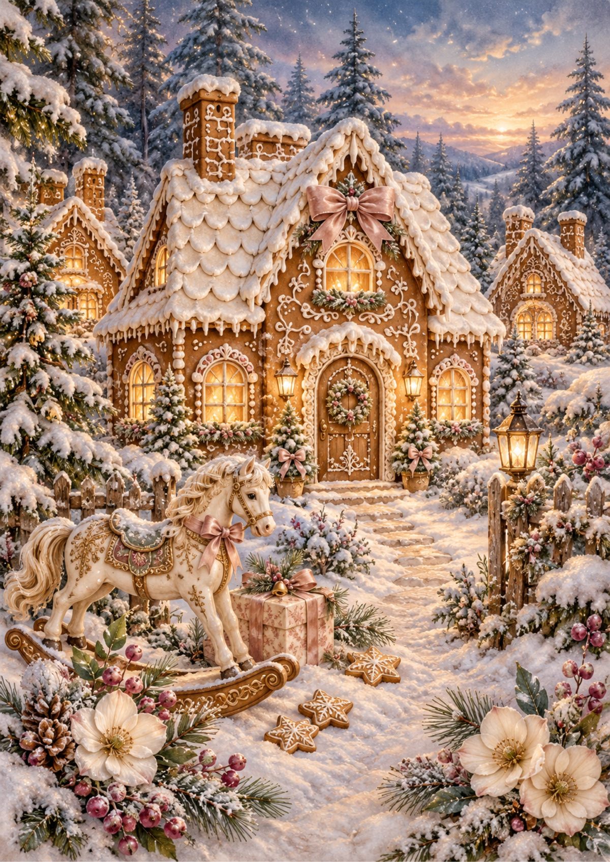 Gingerbread house decoupage rice paper design