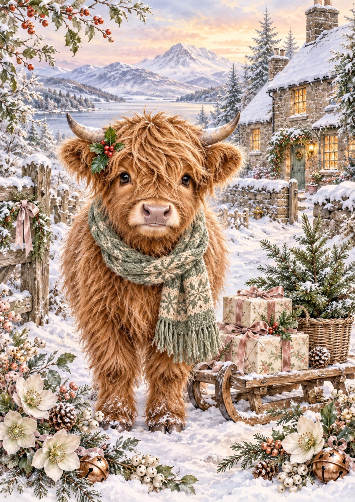 Highland cow decoupage rice paper design