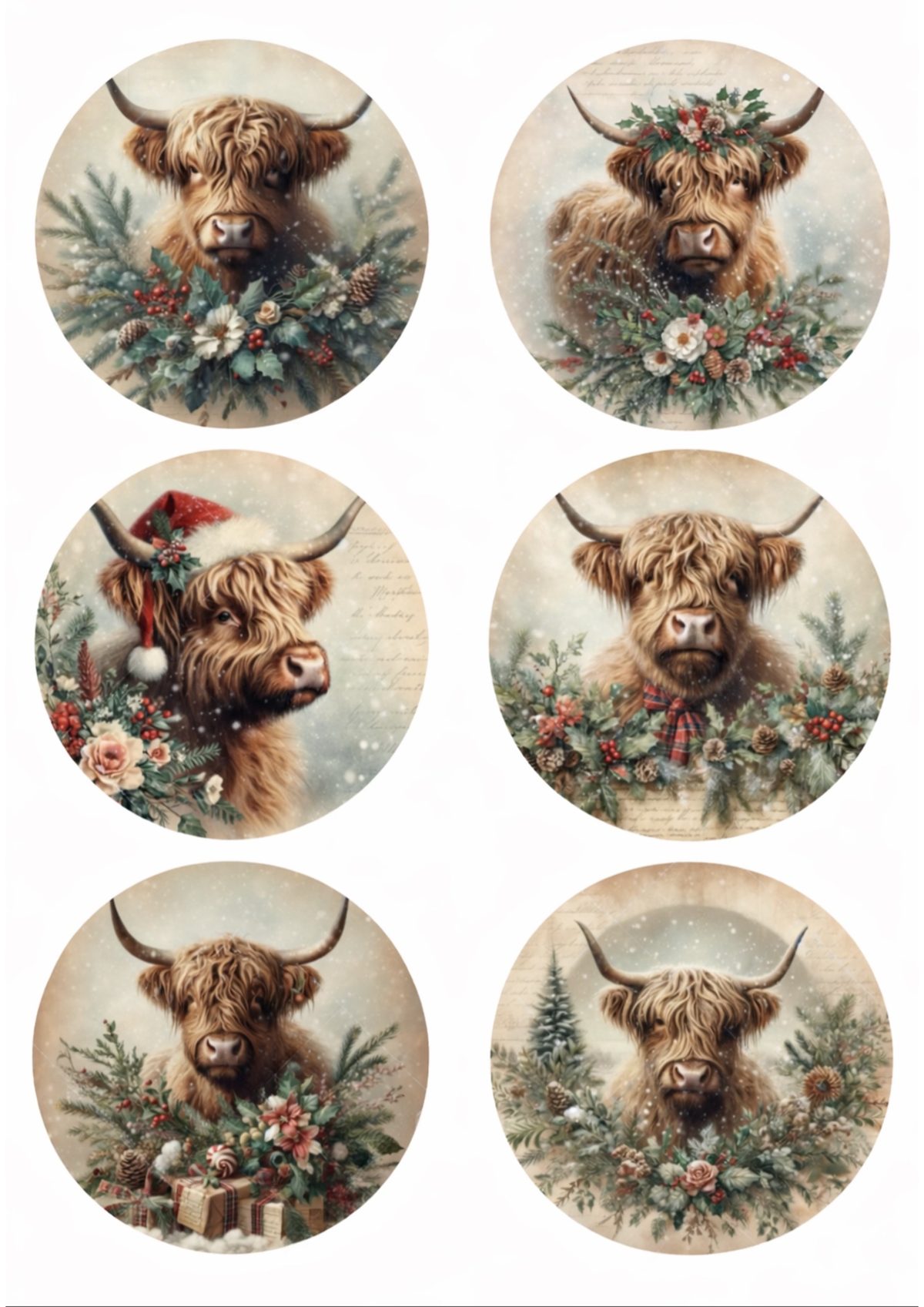 Circle Portraits decoupage rice paper design