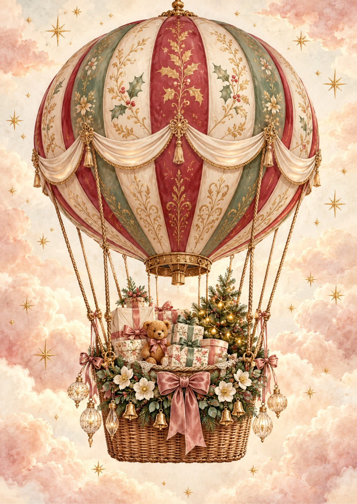 Hot air balloon decoupage rice paper design