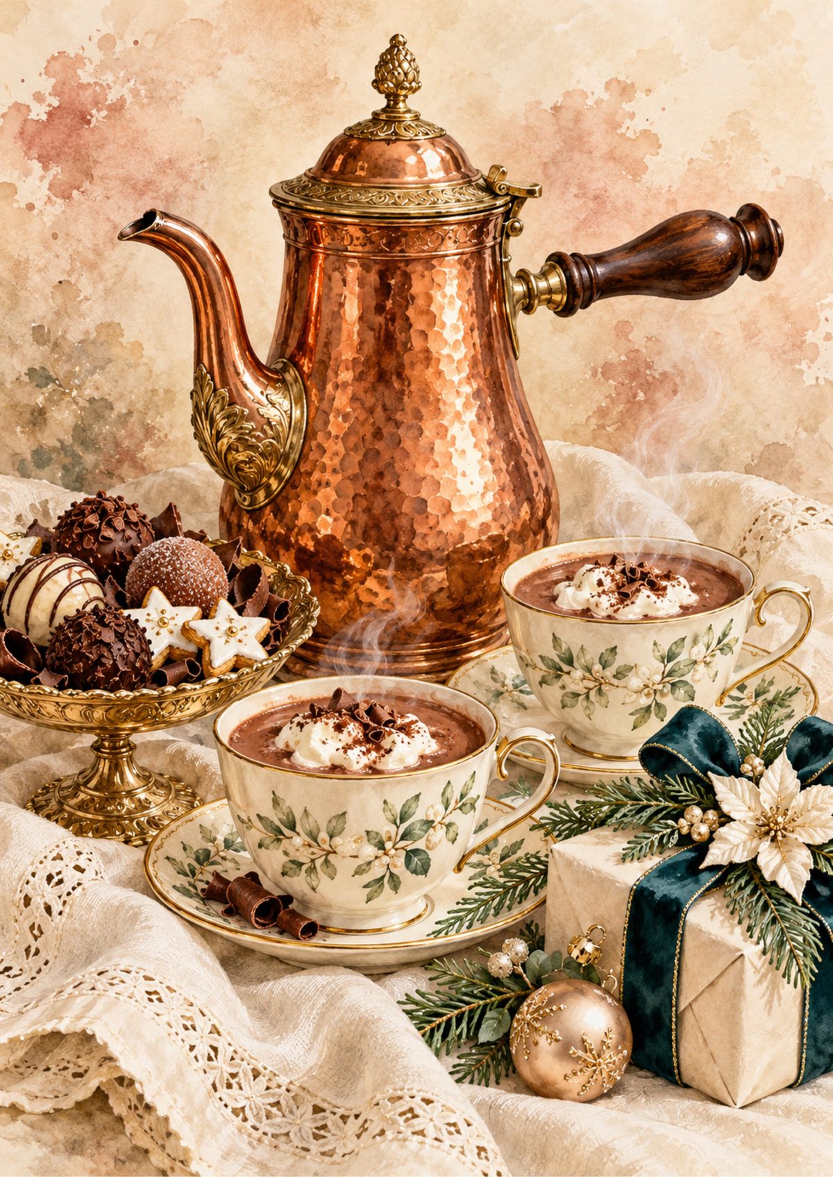Hot chocolate decoupage rice paper design