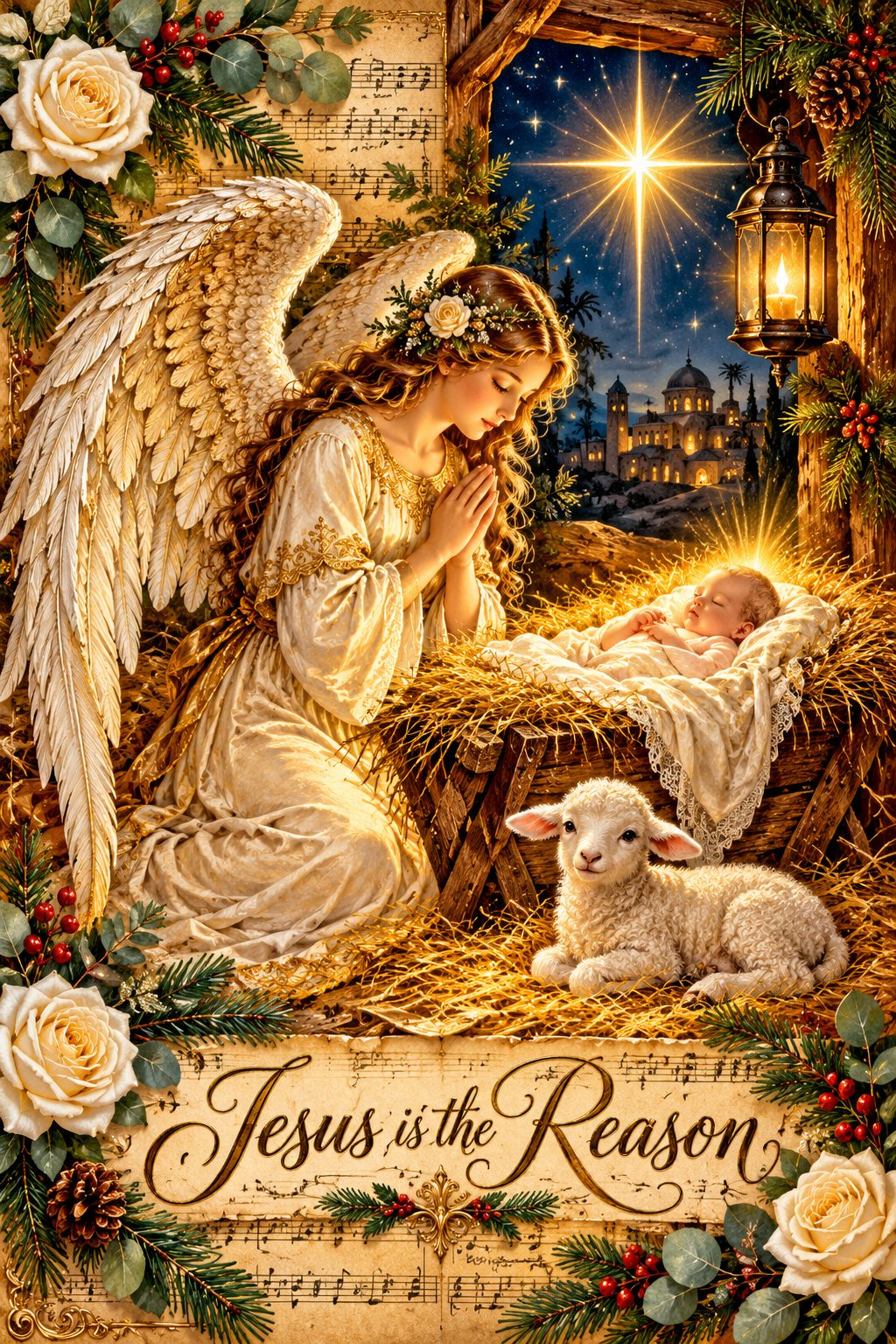 Vintage Nativity decoupage rice paper design