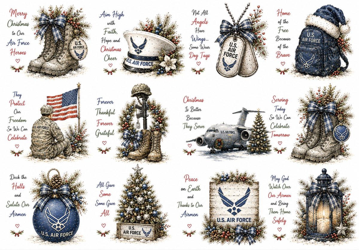 U.S. Air Force Christmas decoupage rice paper design