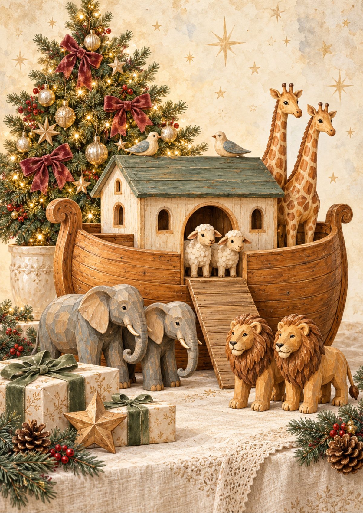 Nativity Animals decoupage rice paper design