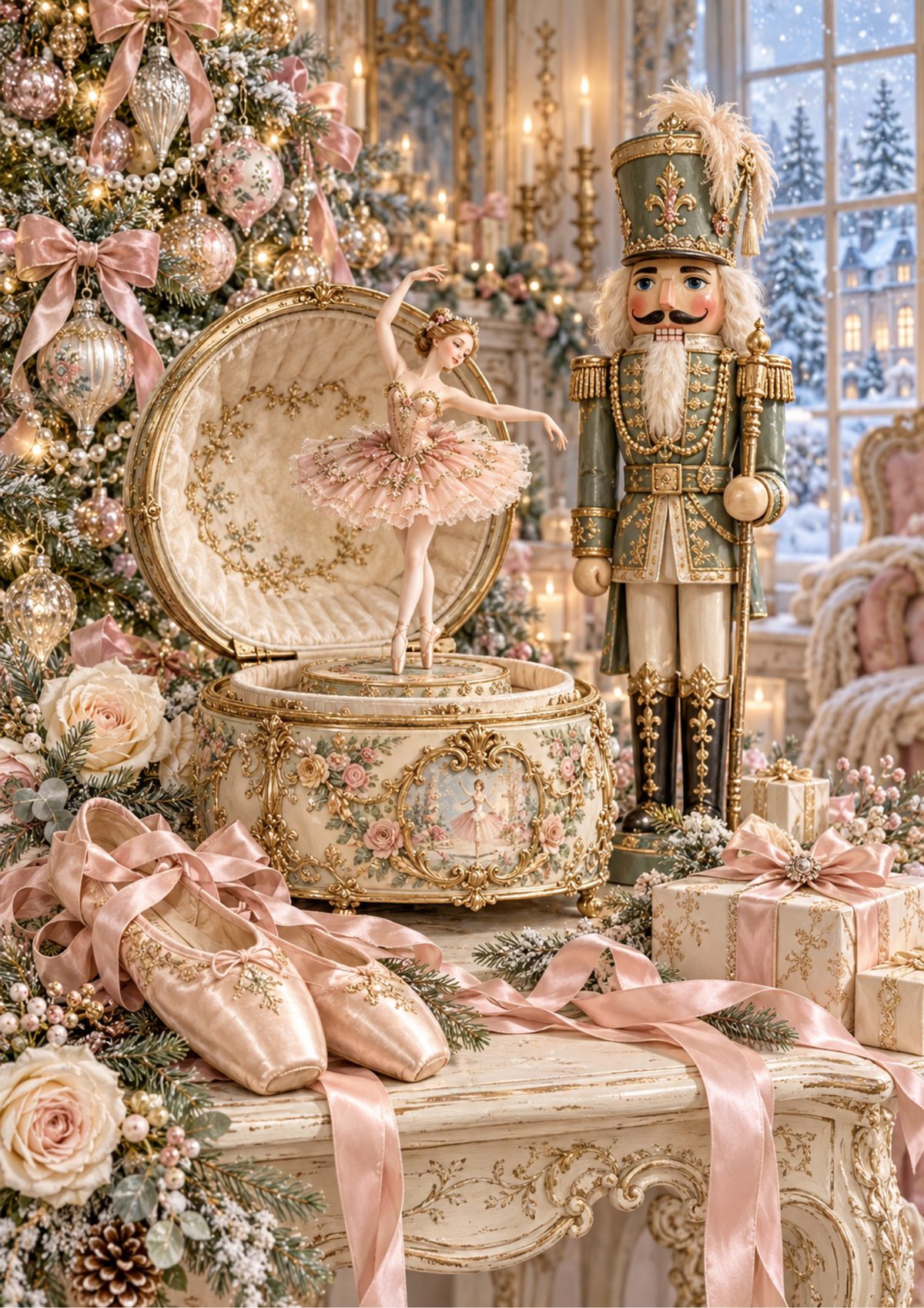 Nutcracker ballet decoupage rice paper design