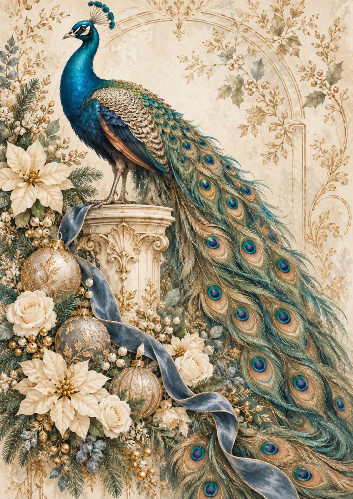 Elegant Peacock decoupage rice paper design
