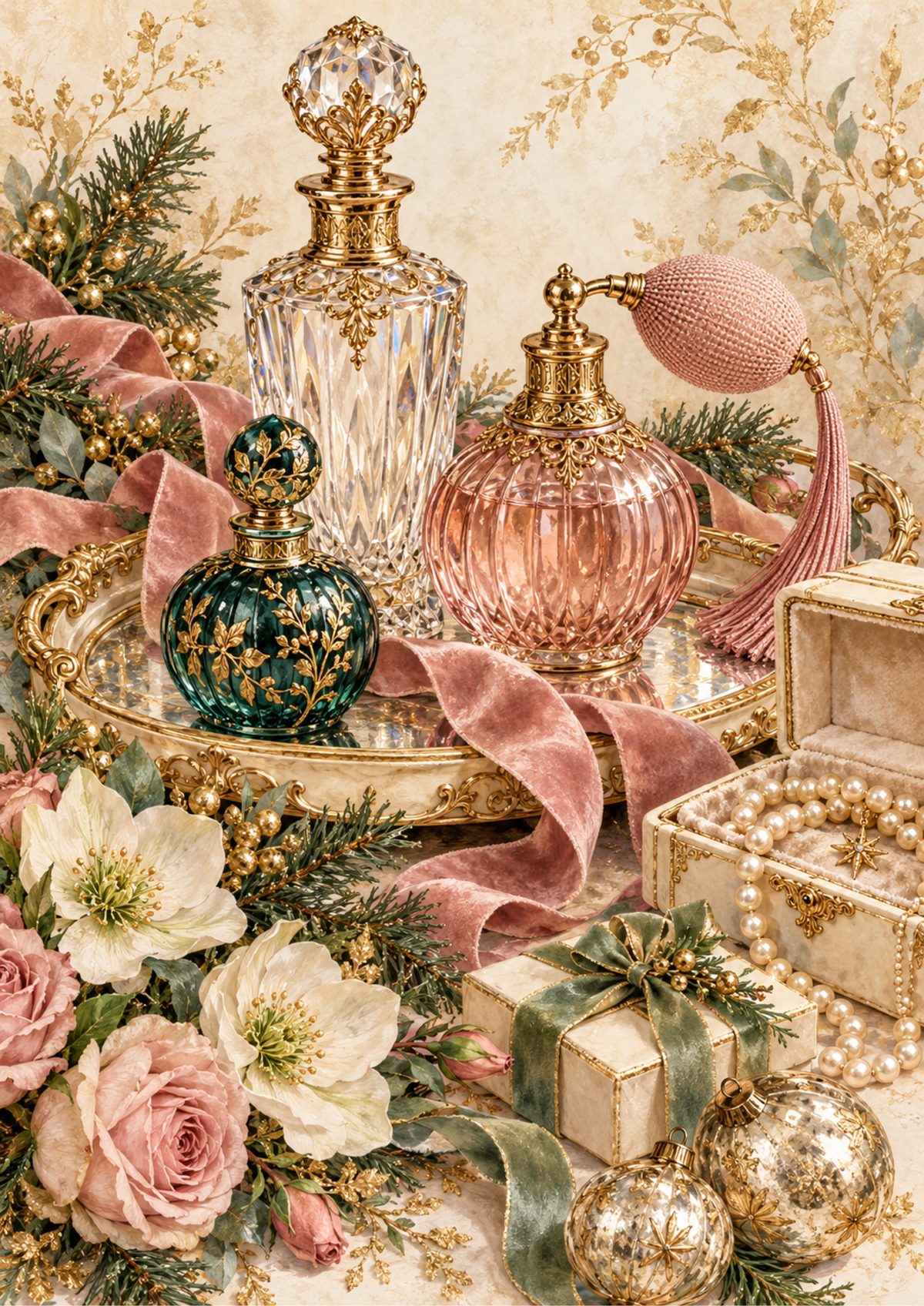 Vintage Perfume decoupage rice paper design