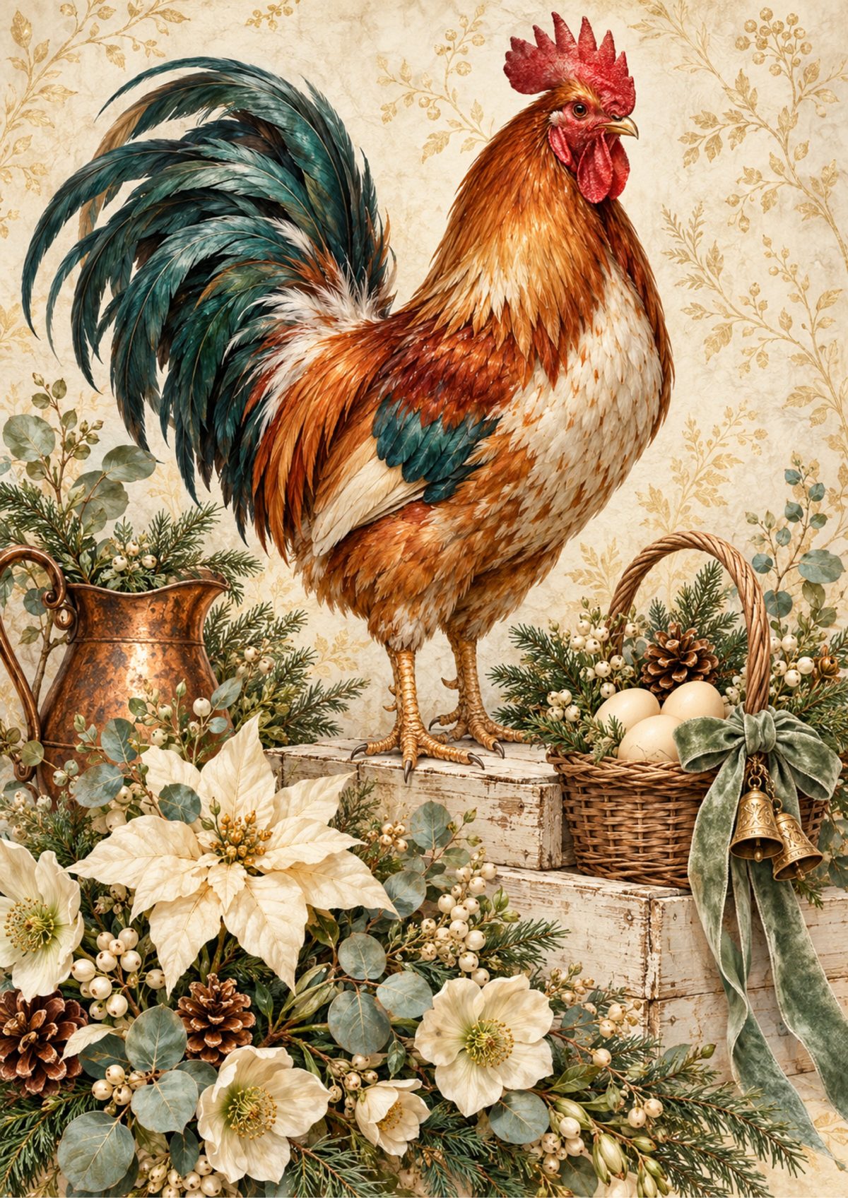 Farmhouse Rooster decoupage rice paper design