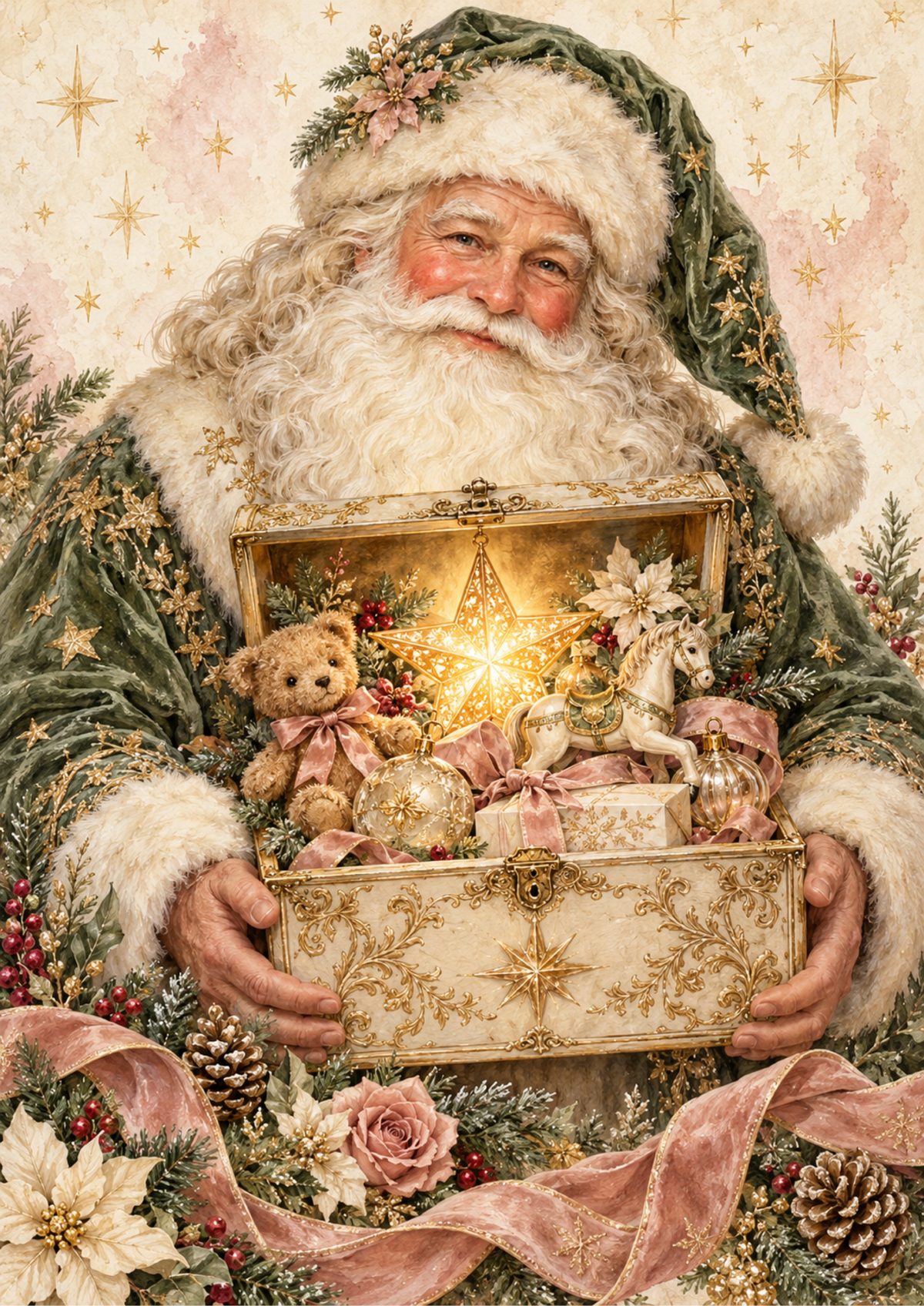 Santa's Treasures decoupage rice paper design
