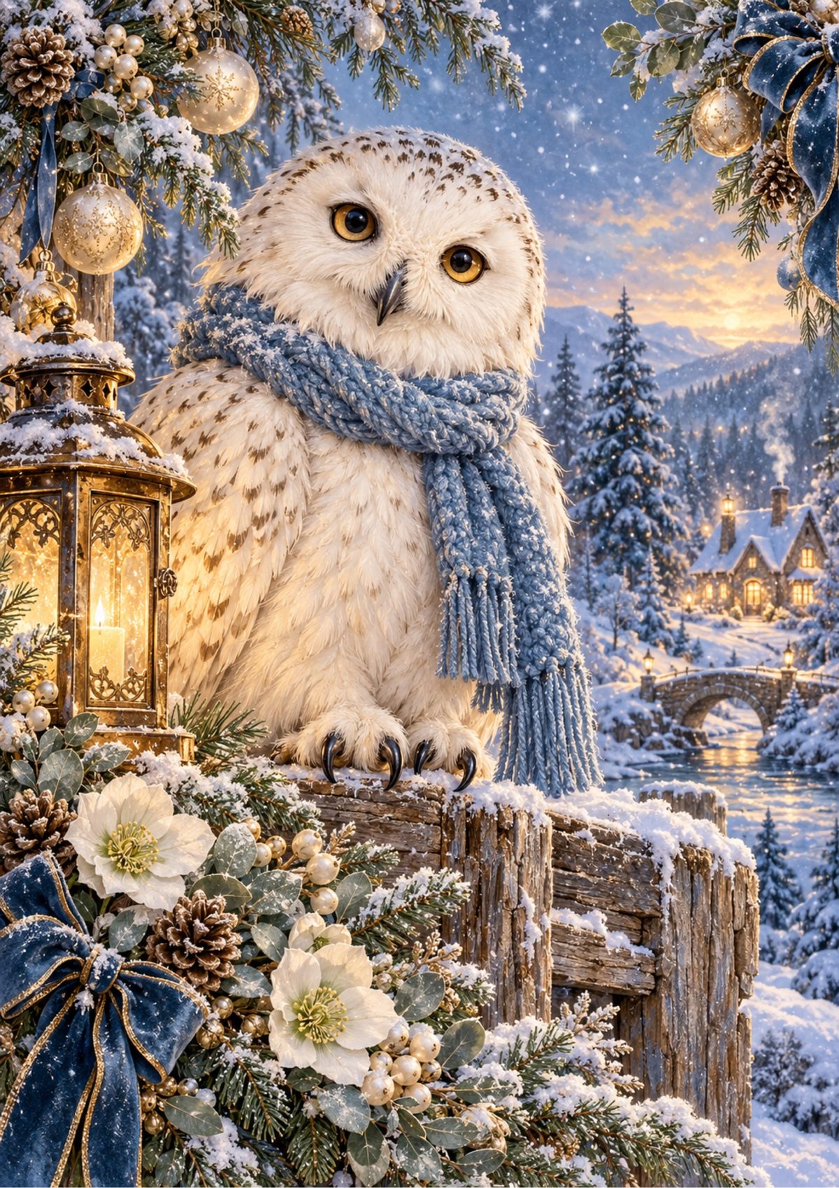 Snowy owl decoupage rice paper design