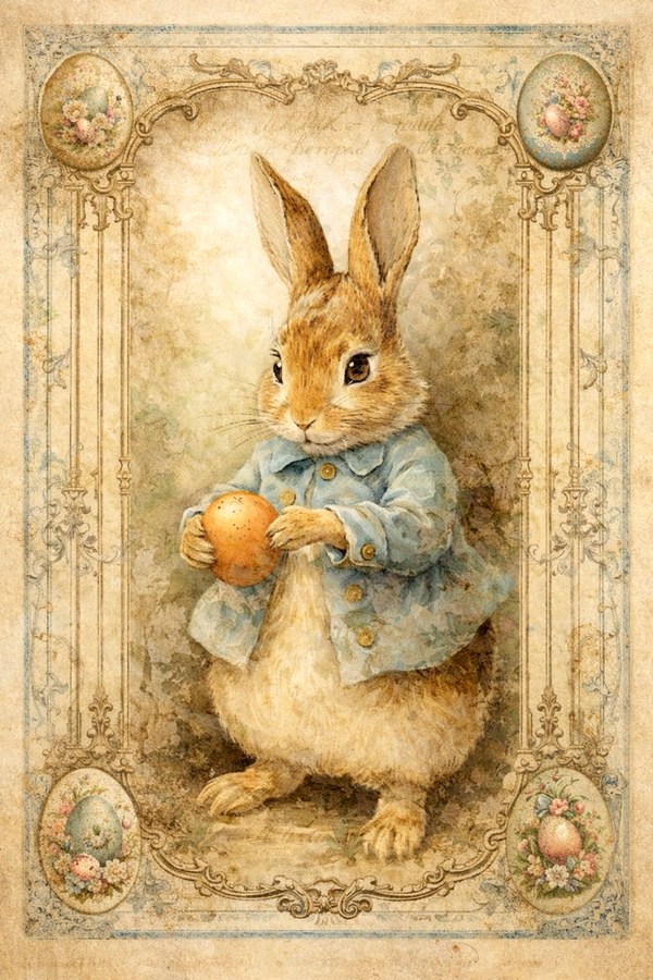Vintage Blue Easter Bunny