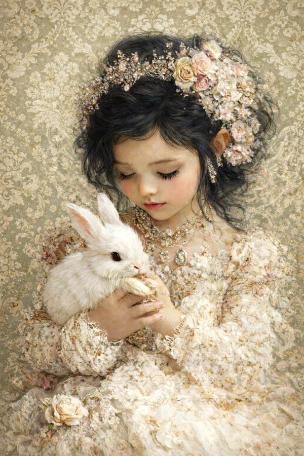 Girl with White Bunny