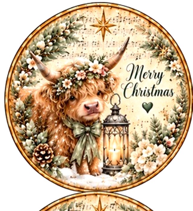 Highland Cow Christmas Circles #1