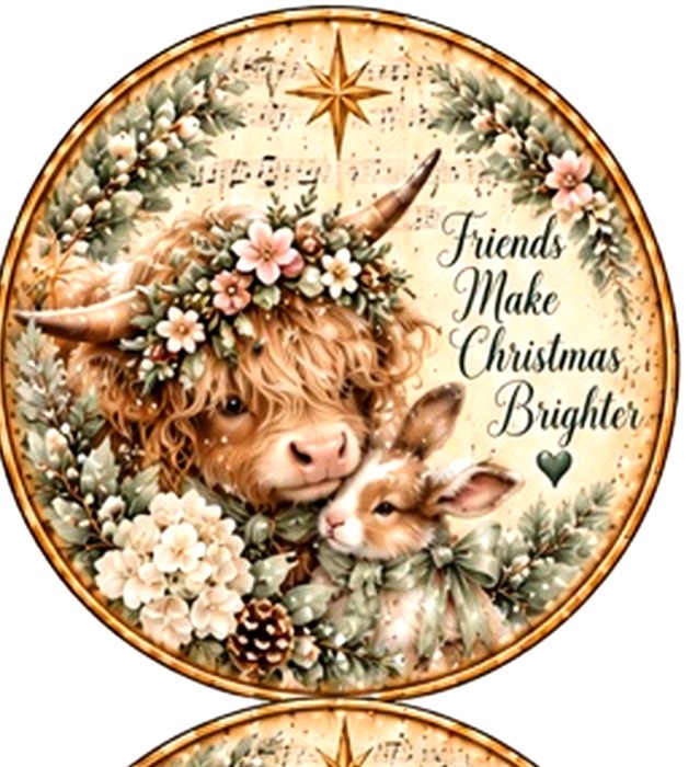 Highland Cow Christmas Circles #3